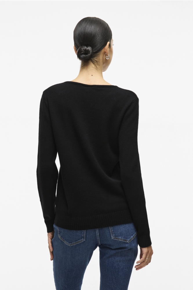 VIRIL L/S V-NECK KNIT TOP-NOOS 14042769 Black
